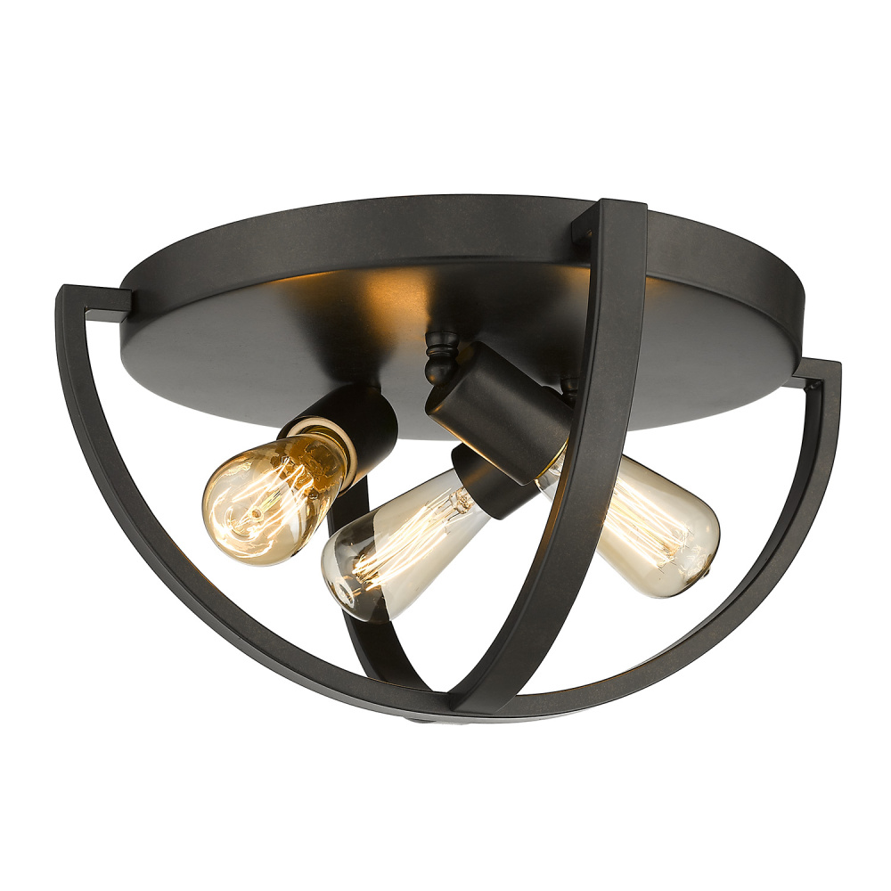 Golden Lighting Colson 3-light Flush Mount in Etruscan Bronze